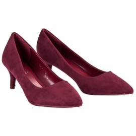 Escarpins en daim bordeaux rouge 3