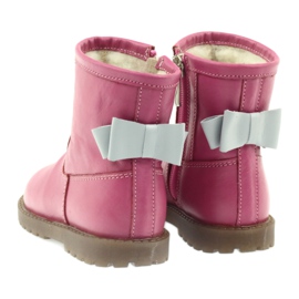 Bartuś Bottes pour enfants en cuir avec un arc rose 317 gris 5 Bartuś Bottes pour enfants en cuir avec un arc rose 317 gris 5