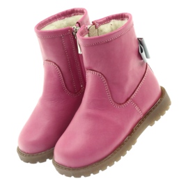 Bartuś Bottes pour enfants en cuir avec un arc rose 317 gris 3 Bartuś Bottes pour enfants en cuir avec un arc rose 317 gris 3