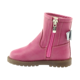 Bartuś Bottes pour enfants en cuir avec un arc rose 317 gris 2 Bartuś Bottes pour enfants en cuir avec un arc rose 317 gris 2