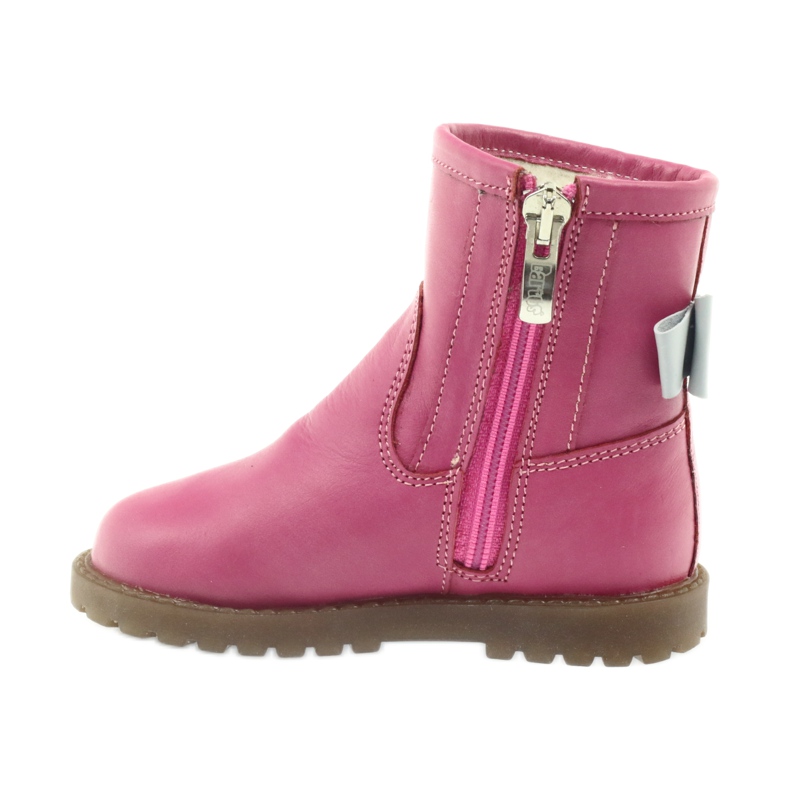 Bartuś Bottes pour enfants en cuir avec un arc rose 317 gris 2 Bartuś Bottes pour enfants en cuir avec un arc rose 317 gris 2