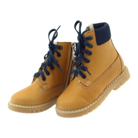 Bottines bois BARTUŚ Camel jaune bleu marine 4
