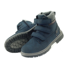 American Club Bottines velcro bottes 708121 gris bleu marine 4