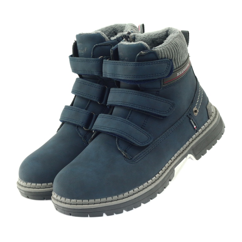 American Club Bottines velcro bottes 708121 gris bleu marine 3