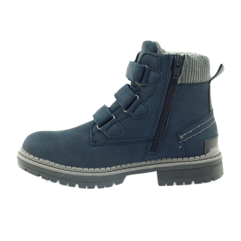 American Club Bottines velcro bottes 708121 gris bleu marine 2
