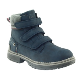 American Club Bottines velcro bottes 708121 gris bleu marine 1