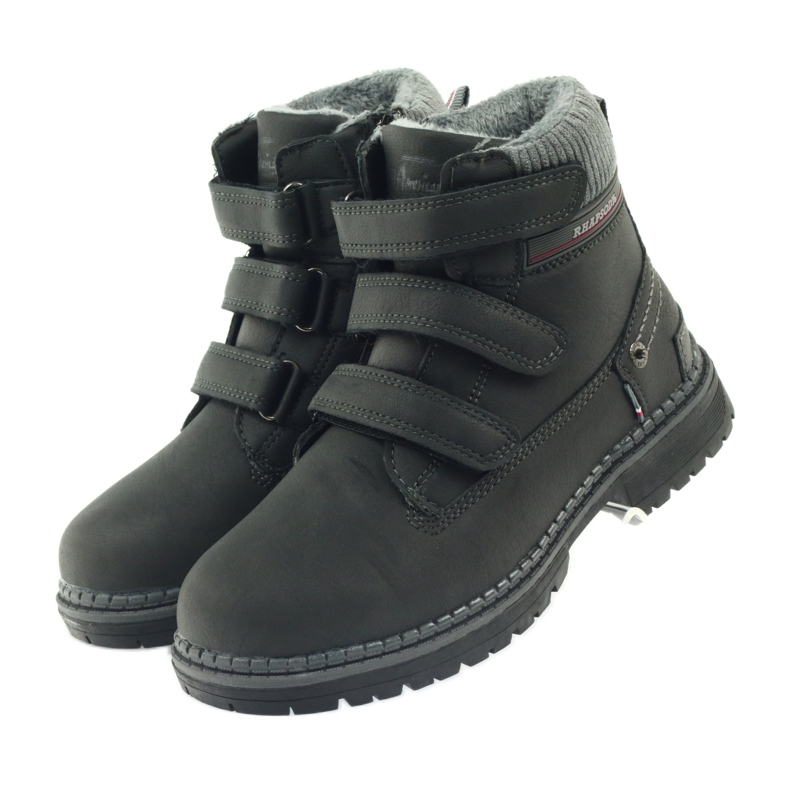 American Club Bottines velcro bottes 708121 le noir gris 3
