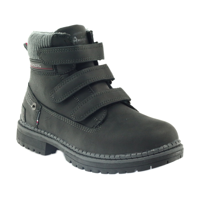 American Club Bottines velcro bottes 708121 noir gris 1
