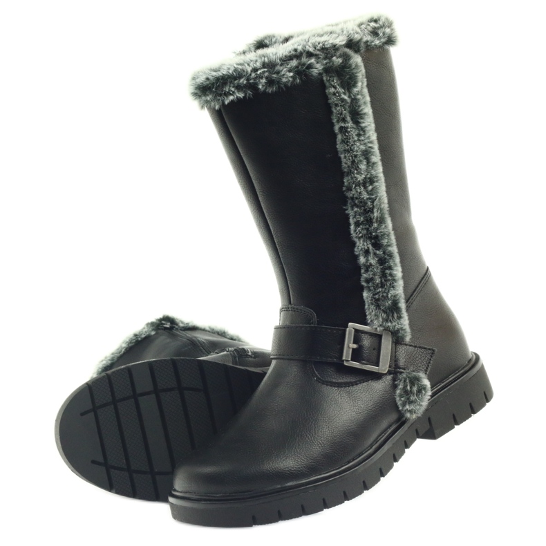 American Club Bottes longues noires avec fourrure 4