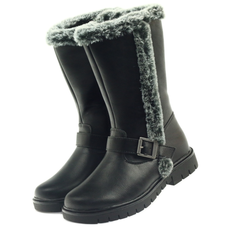 American Club Bottes longues noires avec fourrure 3