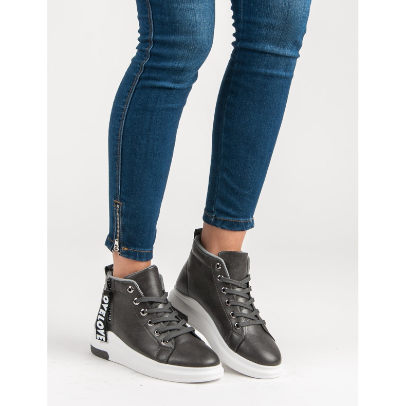 Baskets chaudes nouées gris 1