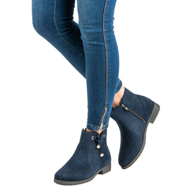 Top Shoes Bottines basses avec fermeture éclair bleu 1
