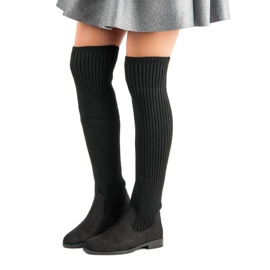 Bestelle Cuissardes à talons plats le noir 1 Bestelle Cuissardes à talons plats le noir 1