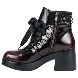 Super Me Bottes à talons à la mode rouge 1