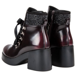 Super Me Bottes à talons à la mode rouge 2