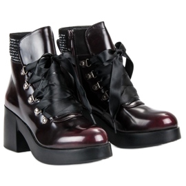 Super Me Bottes à talons à la mode rouge 3