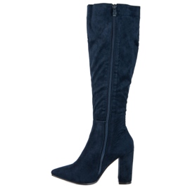 Small Swan Bottines à talons en daim bleu 3