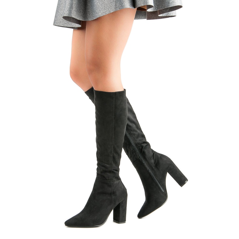 Small Swan Bottines à talons en daim noir 2