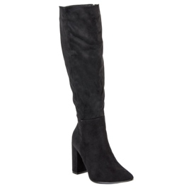 Small Swan Bottines à talons en daim le noir 3