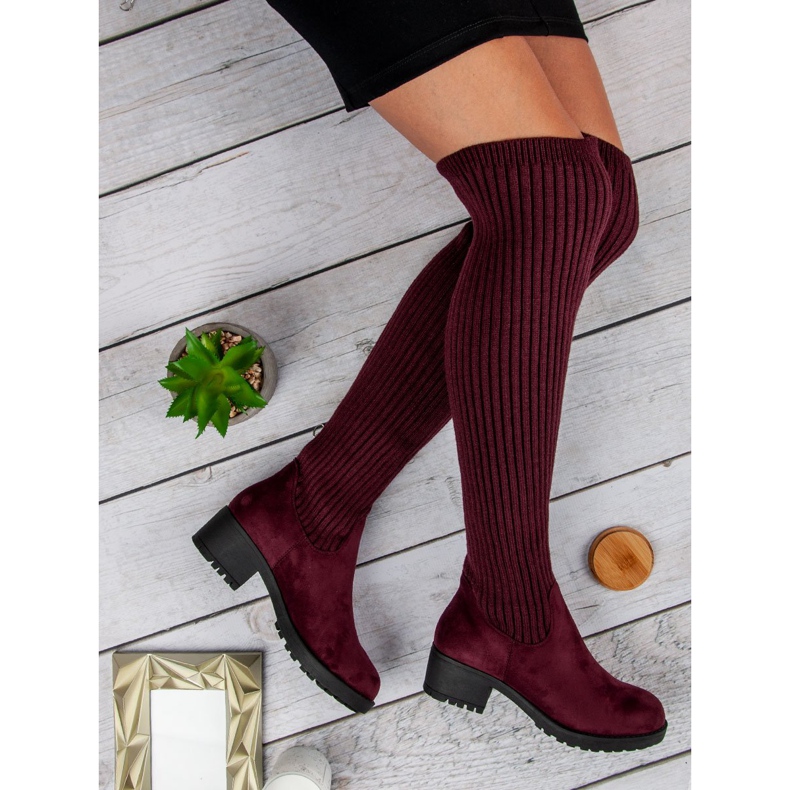 Ideal Shoes Bottines bordeaux ajustées rouge 1 Ideal Shoes Bottines bordeaux ajustées rouge 1