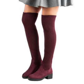 Ideal Shoes Bottines bordeaux ajustées rouge 2 Ideal Shoes Bottines bordeaux ajustées rouge 2