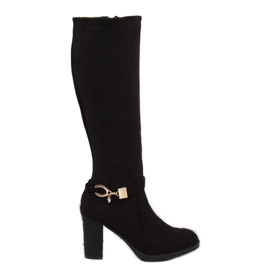 Bottes noires à talons hauts GF-0s07 noir le noir 3