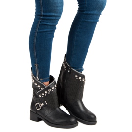 SDS Bottes de motard élégantes le noir 1
