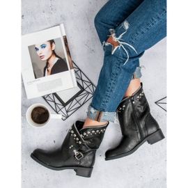 SDS Bottes de motard élégantes noir 2