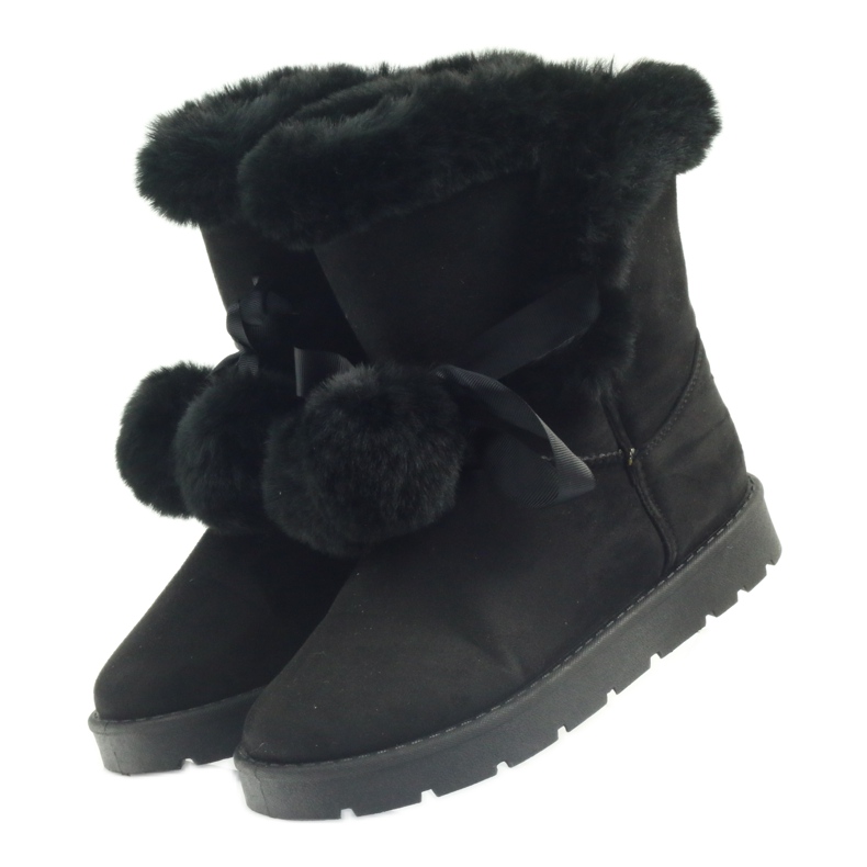 Emusy Mukluki noir avec un pompon 3
