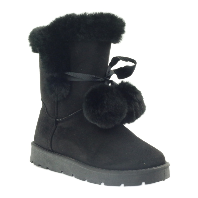 Emusy Mukluki noir avec un pompon 1