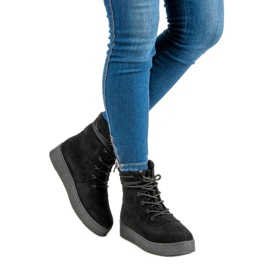Anesia Paris Bottines à lacets sur la plateforme noir 1