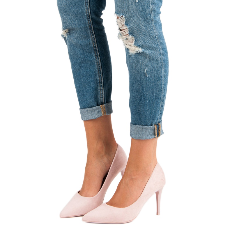 Talons en daim rose 1