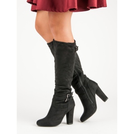 Groto Gogo Bottes en daim sur le poteau le noir 2