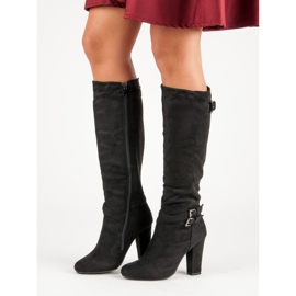 Groto Gogo Bottes en daim sur le poteau le noir 1