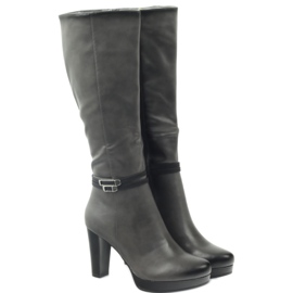 M.Daszyński Bottes sur le poteau Daszyński AM61 le noir gris 3 M.Daszyński Bottes sur le poteau Daszyński AM61 le noir gris 3