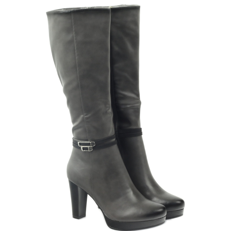 M.Daszyński Bottes sur le poteau Daszyński AM61 le noir gris 3 M.Daszyński Bottes sur le poteau Daszyński AM61 le noir gris 3