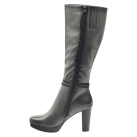 M.Daszyński Bottes sur le poteau Daszyński AM61 le noir gris 2 M.Daszyński Bottes sur le poteau Daszyński AM61 le noir gris 2