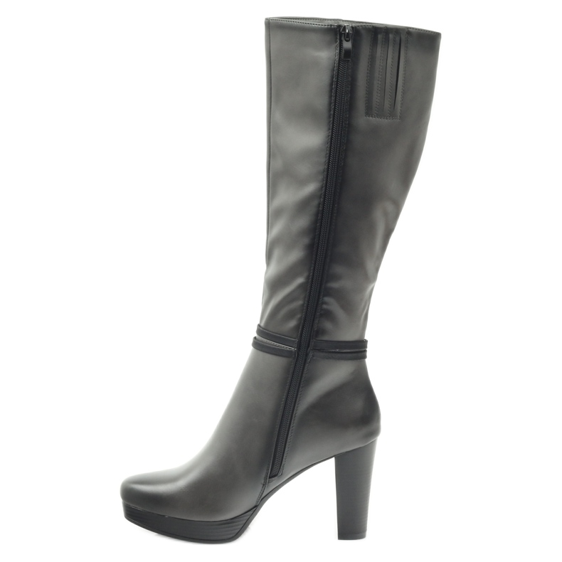 M.Daszyński Bottes sur le poteau Daszyński AM61 le noir gris 2 M.Daszyński Bottes sur le poteau Daszyński AM61 le noir gris 2