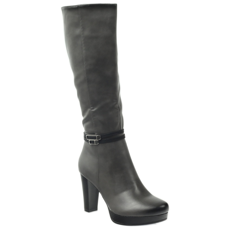 M.Daszyński Bottes sur le poteau Daszyński AM61 le noir gris 1 M.Daszyński Bottes sur le poteau Daszyński AM61 le noir gris 1