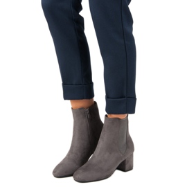 Top Shoes Bottines à talons en daim gris 1