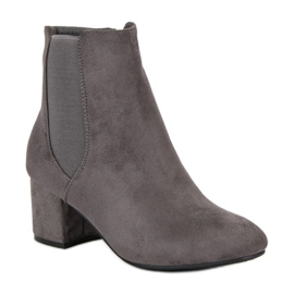 Top Shoes Bottines à talons en daim gris 3