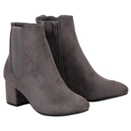 Top Shoes Bottines à talons en daim gris 6