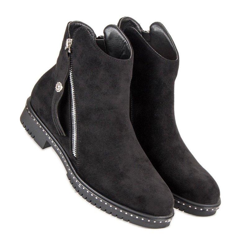 Queentina Bottes d'automne confortables le noir 1