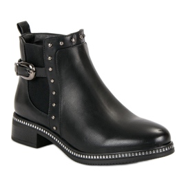 Vinceza Bottines Noires Avec Strass 2
