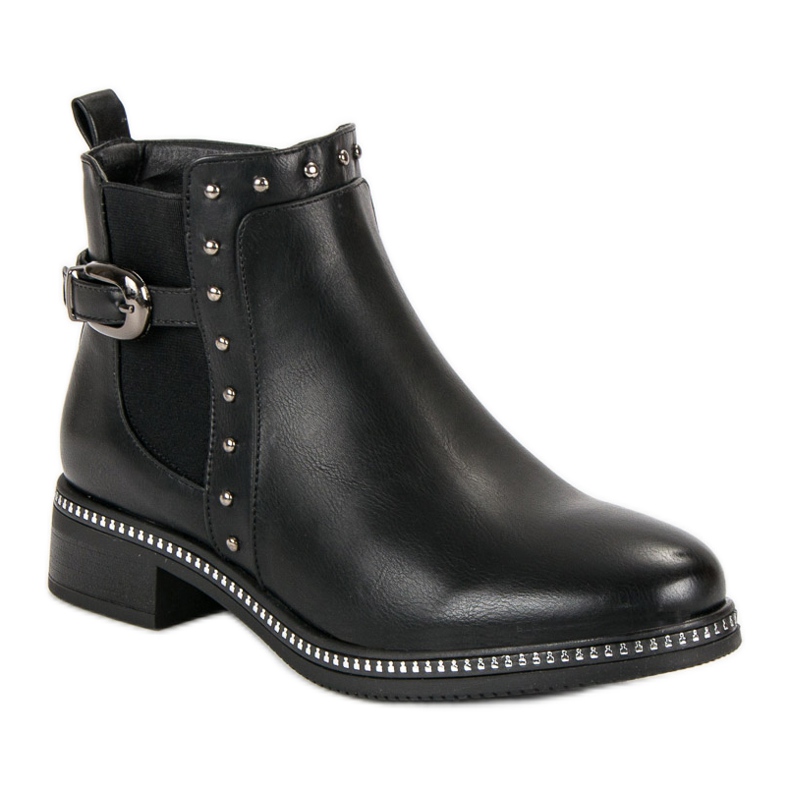 Vinceza Bottines Noires Avec Strass 2