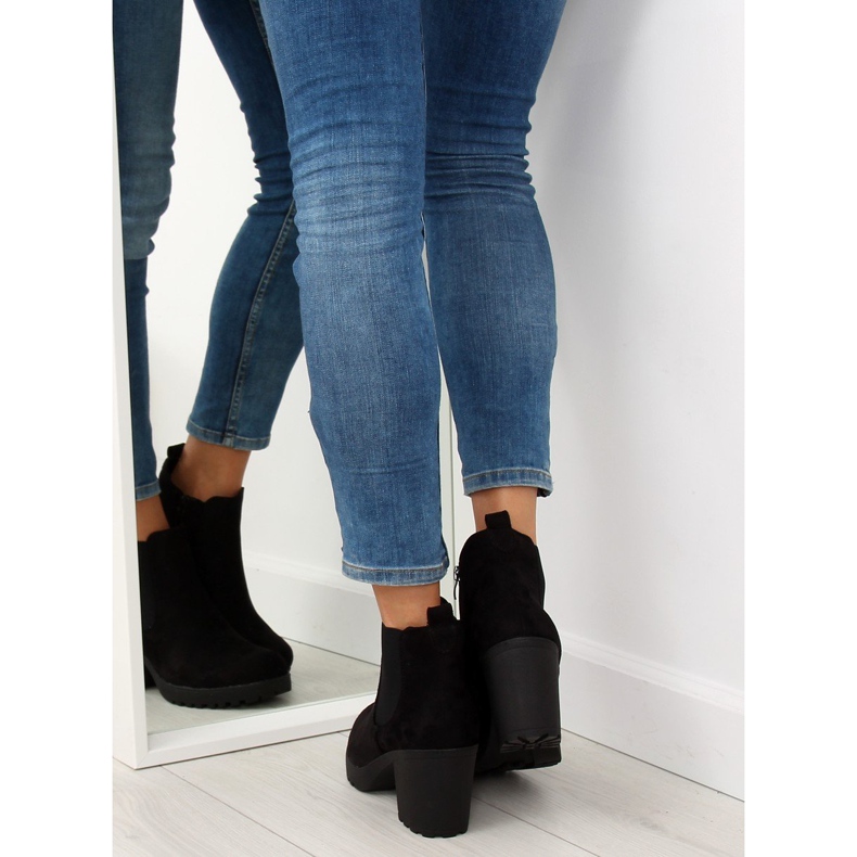 Bottines noires à talons larges E5106 Noir le noir 1