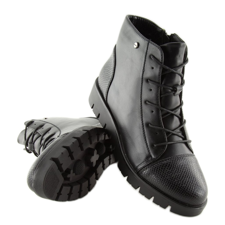Bottines noires à lacets 6707-1 noir 1