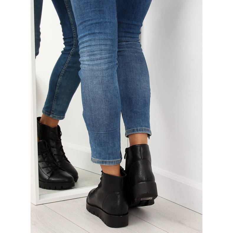 Bottines noires à lacets 6707-1 noir le noir 2