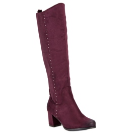 Bottes confortables à talons hauts VINCEZA rouge 1