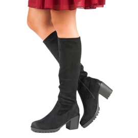 Bottines à talons en daim de VINCEZA le noir 4